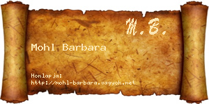 Mohl Barbara névjegykártya